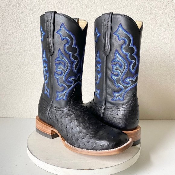 Capitan by Lane Boots Other - NEW Lane Capitan Mens Cowboy Boots HAYS 10 D Black Ostrich Leather Square Toe